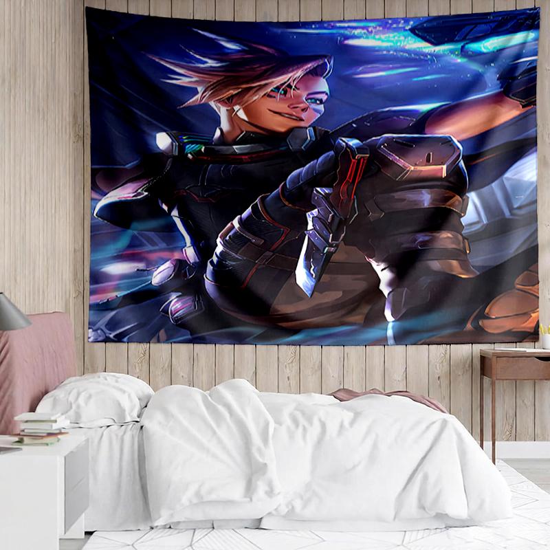 League-of-Legends Print Tapestry, Backdrop, Easy Setup, Ideal for Bedroom, Office & Living Room, with Aesthetic Wall Hanging Decor.