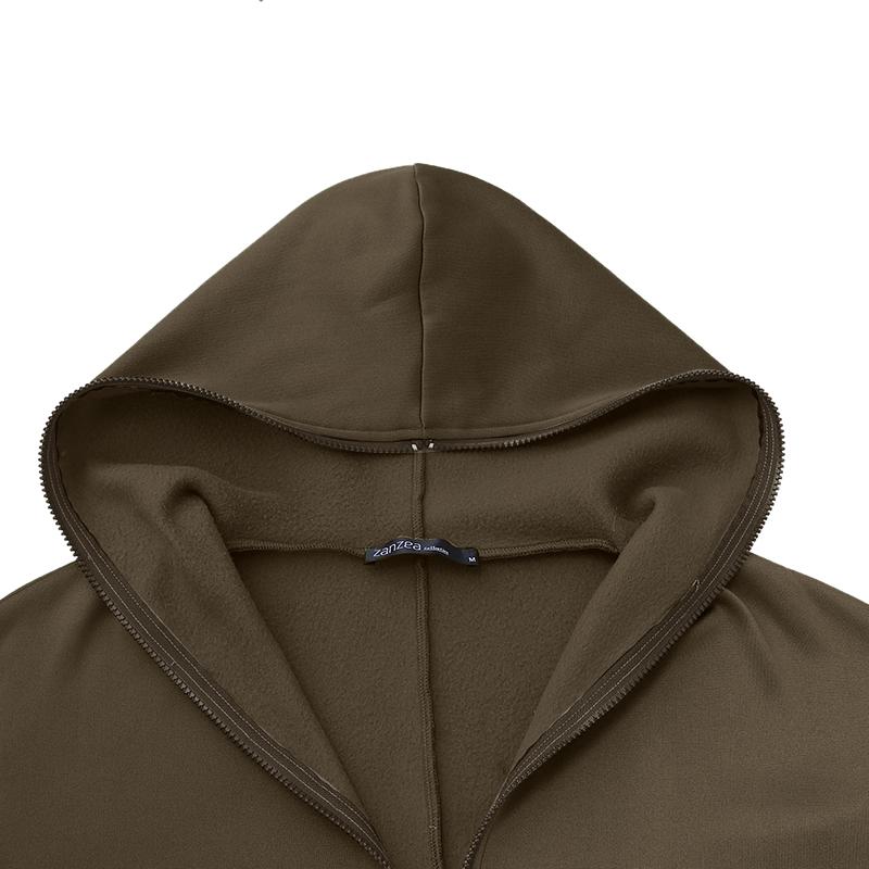 ZANZEA Women Oversized Hoody Hooded Long Jackets Autumn Winter Casual Zipper Hoodies Sweatshirt Coat Outwear