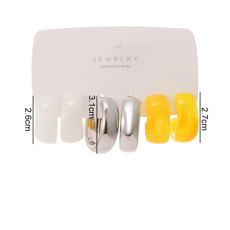 Набор серег-колец из акриловой смолы в стиле панк для женщин, модные круглые серьги, темпераментные трендовые ювелирные изделия