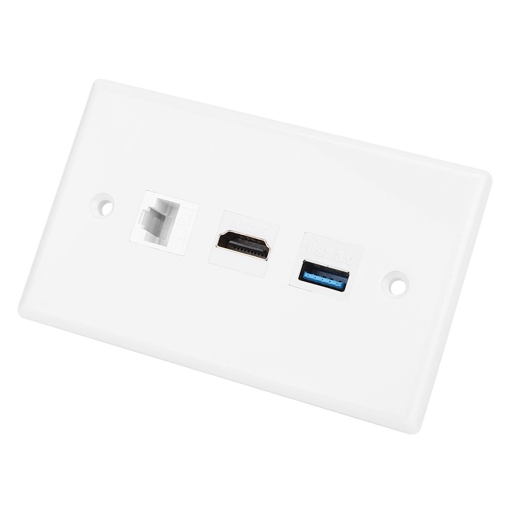 Бытовая панель интерфейса CAT6 HDMI USB3.0 с зажимом на настенной пластине, стандарт США