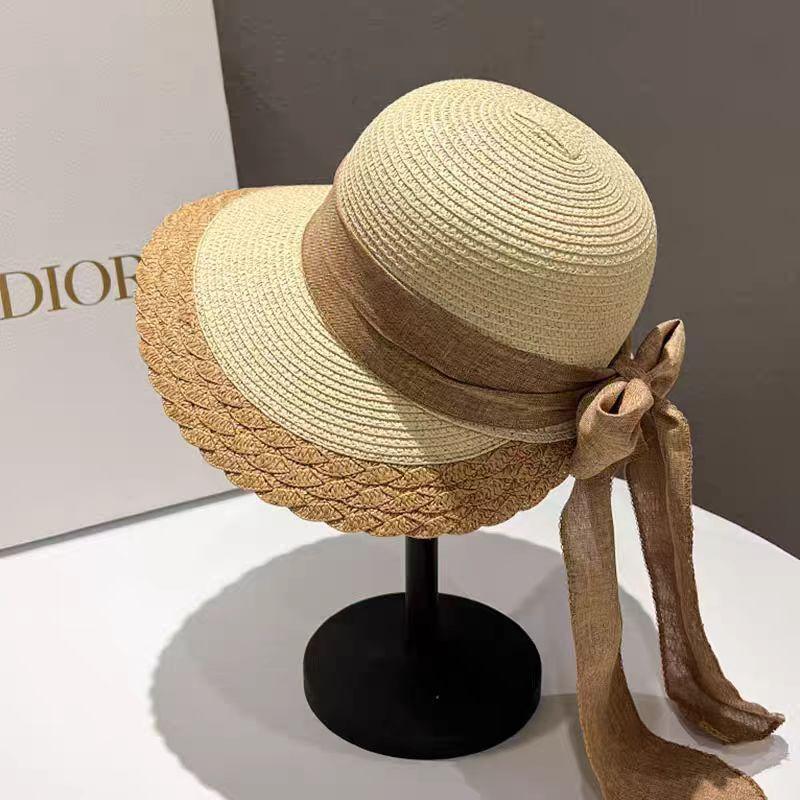 Seaside Beach Hat Lace Straw Hat Children Summer Visor Breathable Sunscreen Bucket Hat Vacation Style Straw Hat