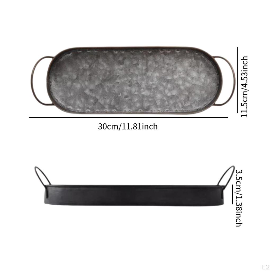 Поднос для хлеба, фруктовая тарелка, журнальный столик, декоративный универсальный с ручками, овальный, индустриальный стиль