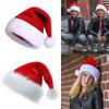 Christmas Santa Claus Hat Soft Fuzzy Plush Pompom Reusable Adults Kids Whole Family Festive Red White Xmas Hat Party Costume Prop