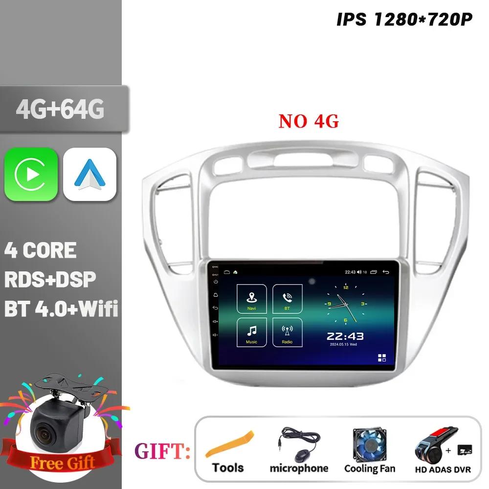 Беспроводной экран CarPlay Стерео Android 14 Для Toyota Highlander 1 XU20 2001-2007 Автомагнитола Мультимедийная навигация Сенсорный экран