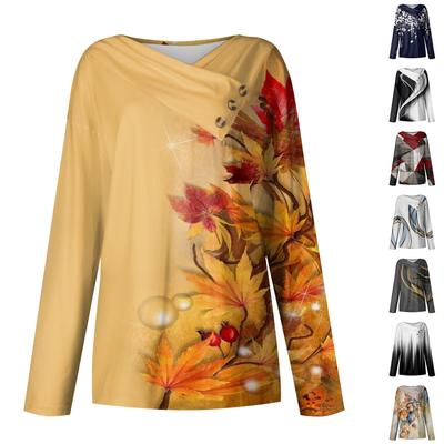 Женские топы, повседневные рубашки с длинными рукавами и пуговицами на шее, модные лоскутные блузки с винтажным принтом, футболки