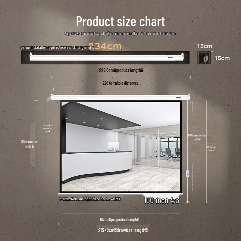 Deli 50492 Electric Projector Screen