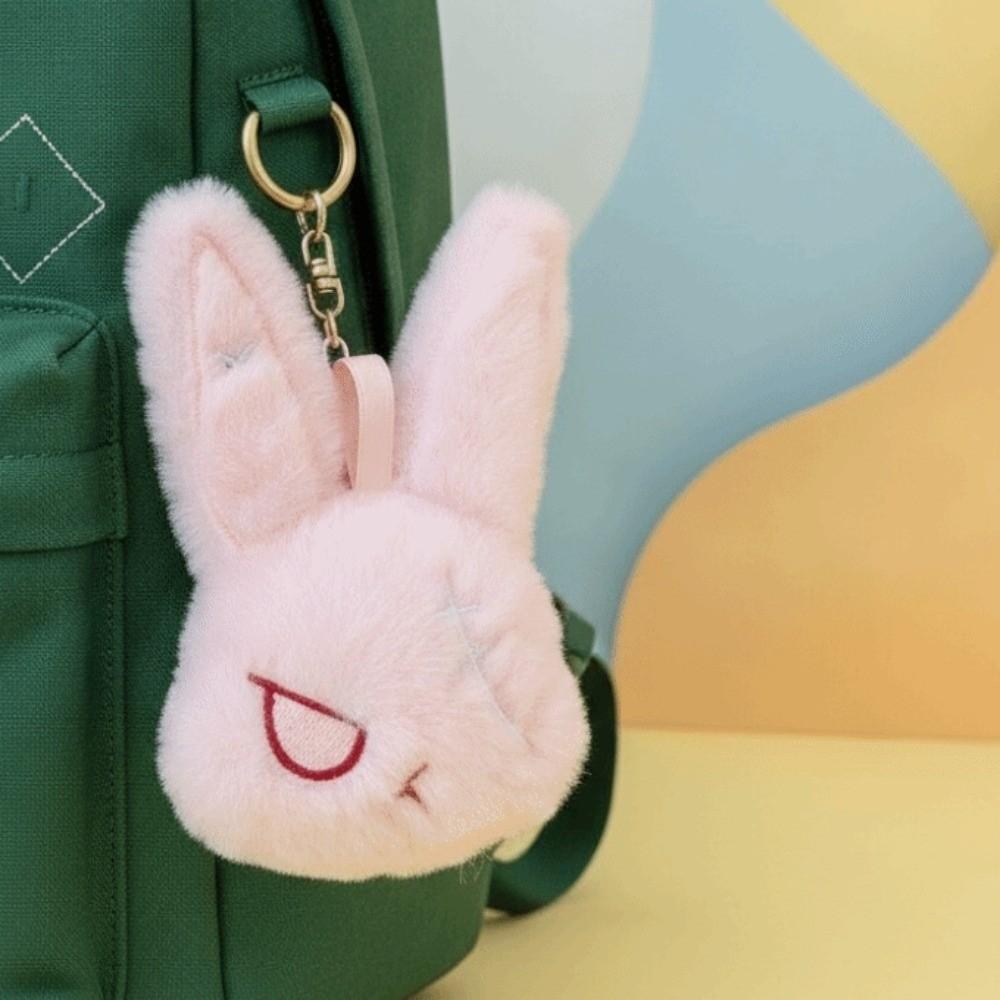 Fluffy Gothic Rabbit Compact Stitched Bunny Bag Pendant Halloween Plushie Goth Lovers