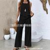 1116 Spot new European and American women's clothing, popular sleeveless double-layer vest pants set two-piece set