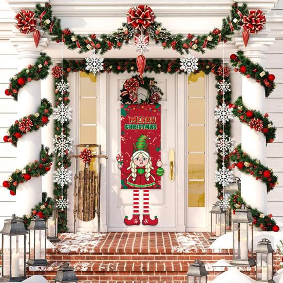 Christmas Flags Door Banner Xmas Element Foldable Easy To Hang Create Festive Atmosphere Home Decoration