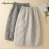 Korean Style Plus Size Autumn Winter Women Basic Skirt High Waist Casual Loose Padded Cotton Skirt Vintage Ladies' All-Match Midi Skirt