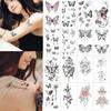 Татуировка Набор наклеек на ключицу, бабочка, цветок, наклейки, 16, съемные, долговечные, водонепроницаемые, женские, фестиваль, день рождения,