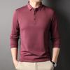 Весна и осень, новая мужская деловая повседневная хлопковая футболка с длинными рукавами, поло с тонкими лацканами, одежда для мужчин среднего возраста
