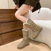 [Можно носить при минусовой температуре] Теплые утолщенные пушистые зимние ботинки на толстой подошве женские новые зимние ботинки из хлопка с ремешком и пряжкой