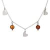 [R5547] - Handmade Silver Necklace 'Inspiration' Cognac Amber - 7 Mm Hearts - 5 Mm Pearl