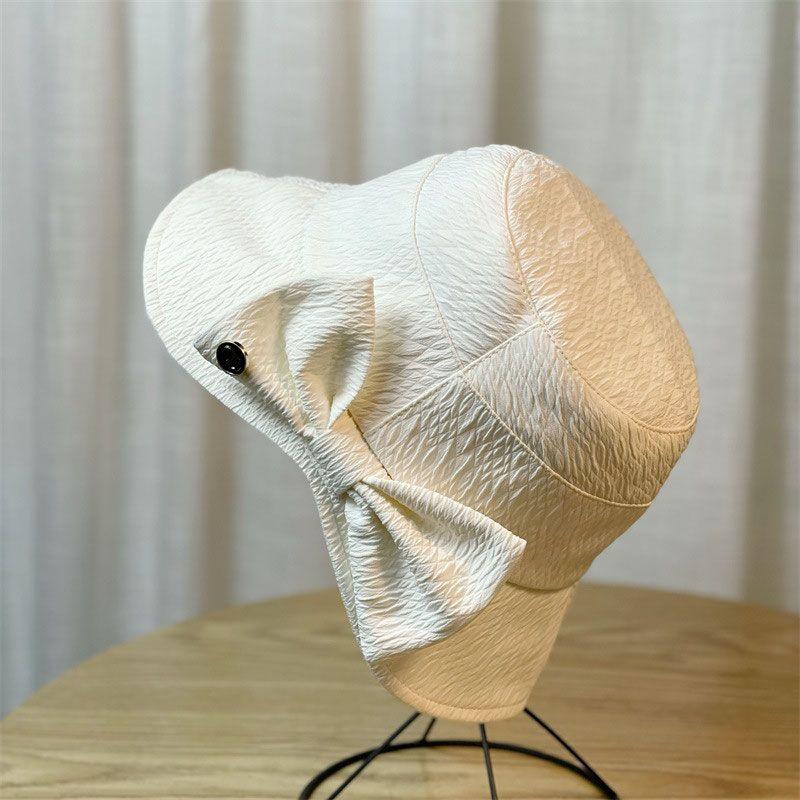 Women's Spring and Autumn Bow Basin Hat Korean Edition Fashion Fisherman Hat Can Tie Ponytail Sunshade Hat