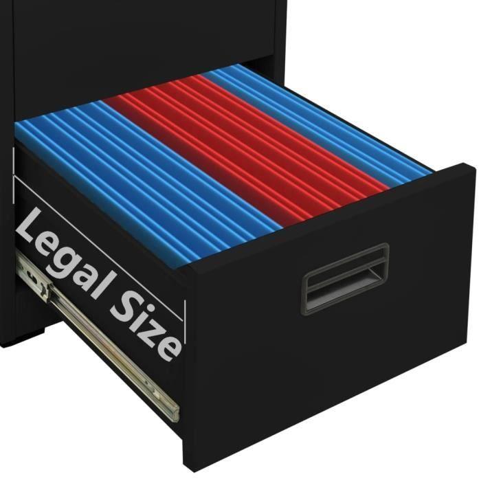 VidaXL Black Filing Cabinet 46x62x102.5 Cm Steel