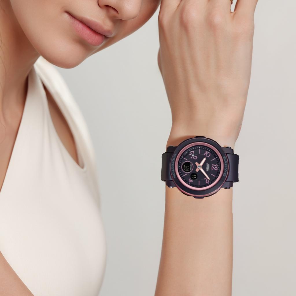 Casio BGA 290 Кварцевый механизм Ремешок из смолы Женские часы Черный циферблат BGA-290RA-1A