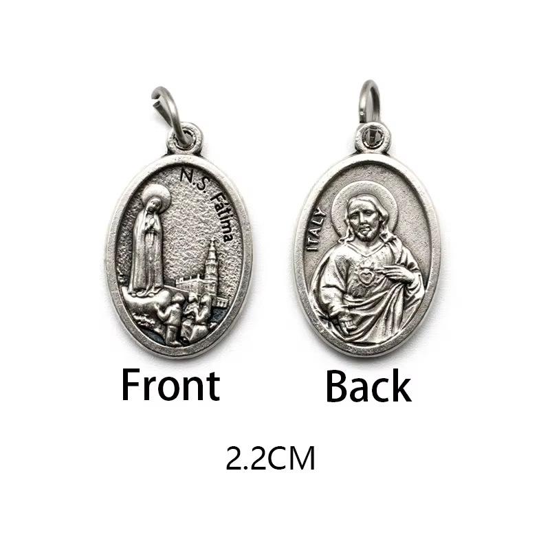 Двусторонние металлические подвески, ожерелья, браслеты, аксессуары своими руками, большая овальная святая медаль, кулон для любой цепи или ожерелья, христианские украшения
