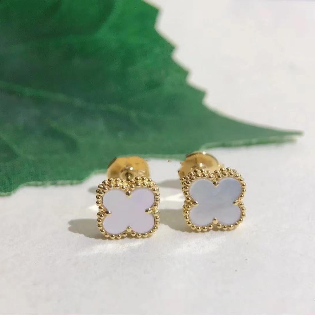 Серьги Four Leaf Grass, легкие роскошные белые рябчики с красным агатом и малахитом, женские серьги-гвоздики
