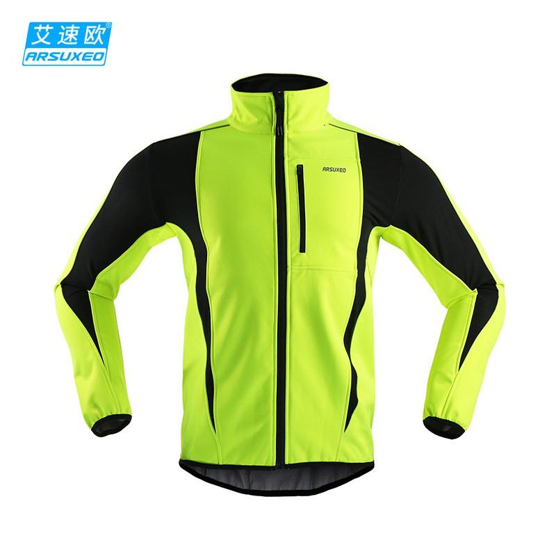 ARSUXEO Winter Windproof Fleece-lined 3-Layer Cycling Jacket Men Outdoor Sports Warm Outerwear