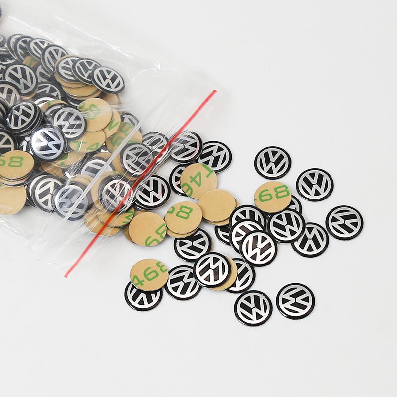 abcd1 11mm 14mm Aluminium Car Remote Control Key Badge Emblem Stickers For VW Polo GTI Golf 5 7 Jetta Mk6 Passat B5 B6 Scirocco New