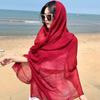 Qinghai Lake Chaka Salt Lake Desert Summer Big Red Tourism Cotton and Line Scarf Women's Sunscreen Shawl Ethnic Style Silk Scarf