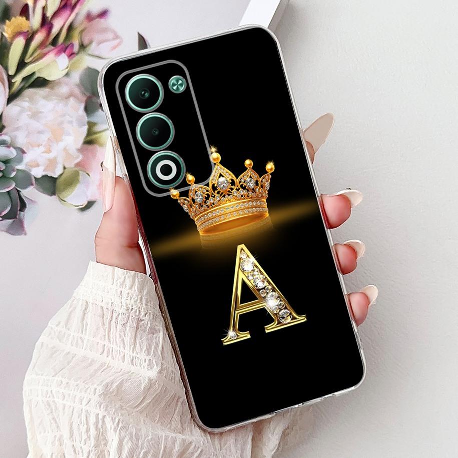Чехол для OPPO A5 5G 2025 CPH2735 Обложка Роскошная Корона Инициалы Мягкий Прозрачный Силиконовый Задний Чехол Для Чехла Телефона OPPOA5 5G 2025