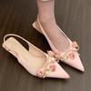 Модные женские туфли на каблуке с острым носком, элегантные шлепанцы с цветком, летние модные туфли-лодочки, женские босоножки для платья, тренд 2025, уютные женские zapatos