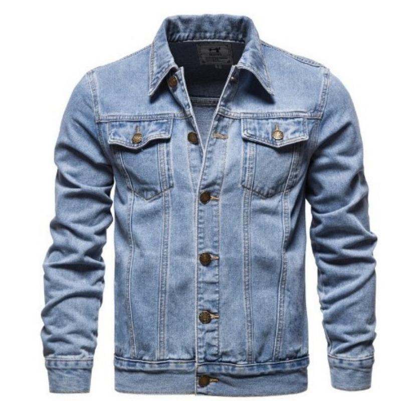 Men'S Lapel Long-Sleeved Denim Jacket Men'S Korean Loose Casual Jacket Denim Trendy Jacket