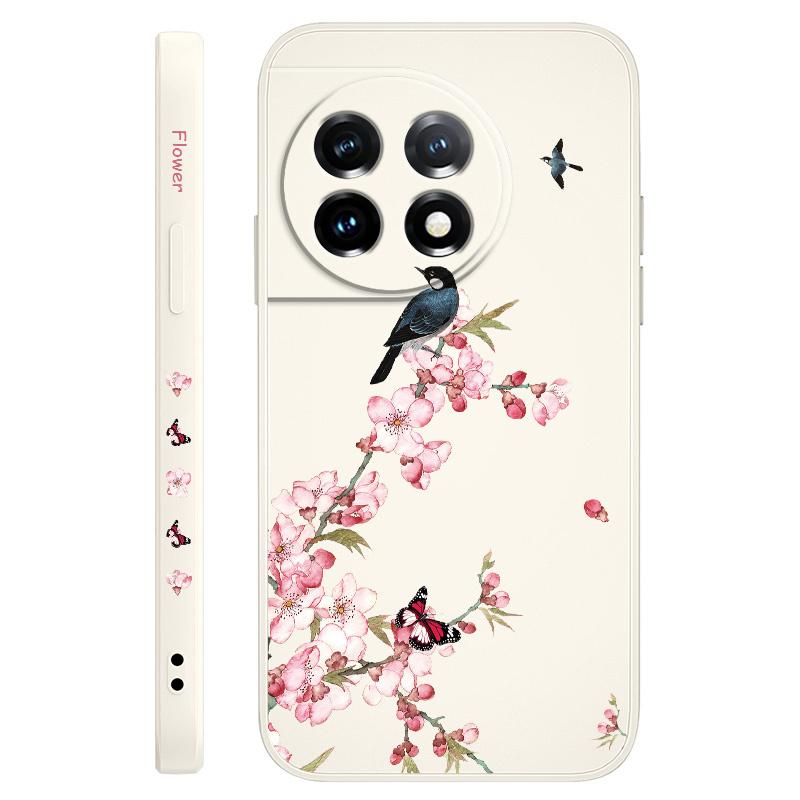Peach Butterfly Phone Case For Oneplus 13 13R 12 12R 11 11R 10 10R 10T 9R 9RT 9 8T 8 7 7T Pro 5G Liquid Silicone Cover