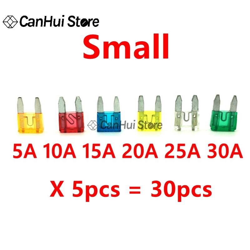 30pcs 5A10A15A20A25A30A x 5pcs M2/Mini/Small/Medium Car Fuses Set Mixed Mini Standard Blade Fuse for Auto Truck Automotive Boat Fuse Holders1