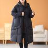 Модная длинная куртка-пуховик женская зимняя одежда 2024 года в иностранном стиле, теплое зимнее пальто с капюшоном из белого утиного пуха