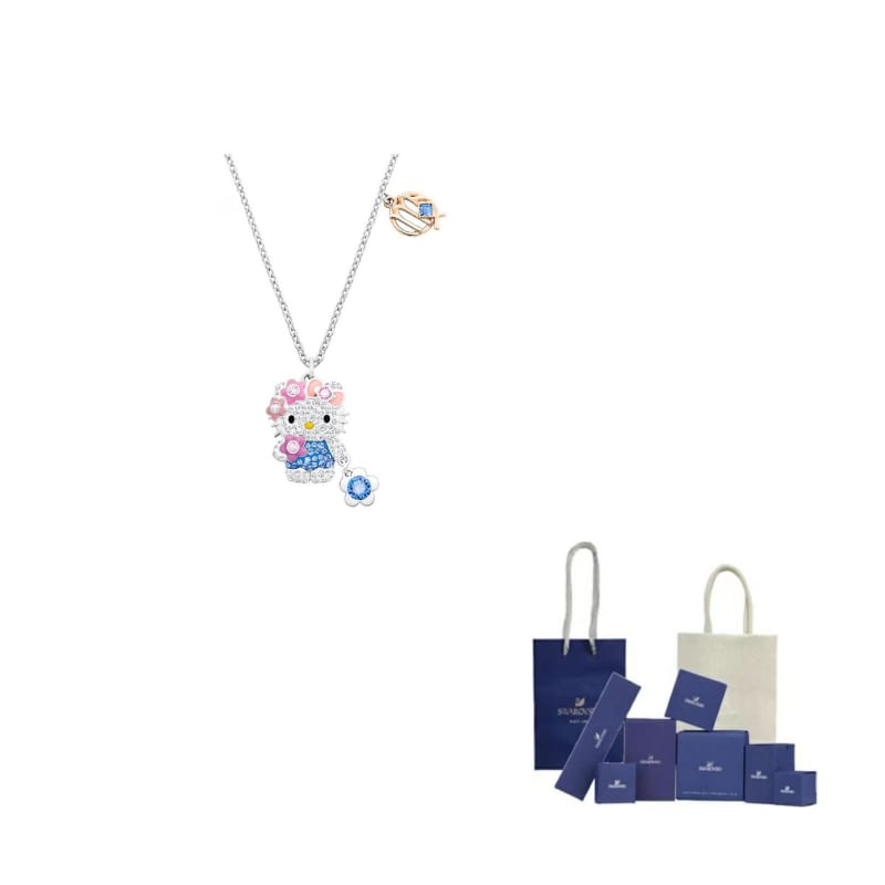 Swarovski Посеребленный сплав Hello Kitty, Позолоченные ожерелья Женские 5215030