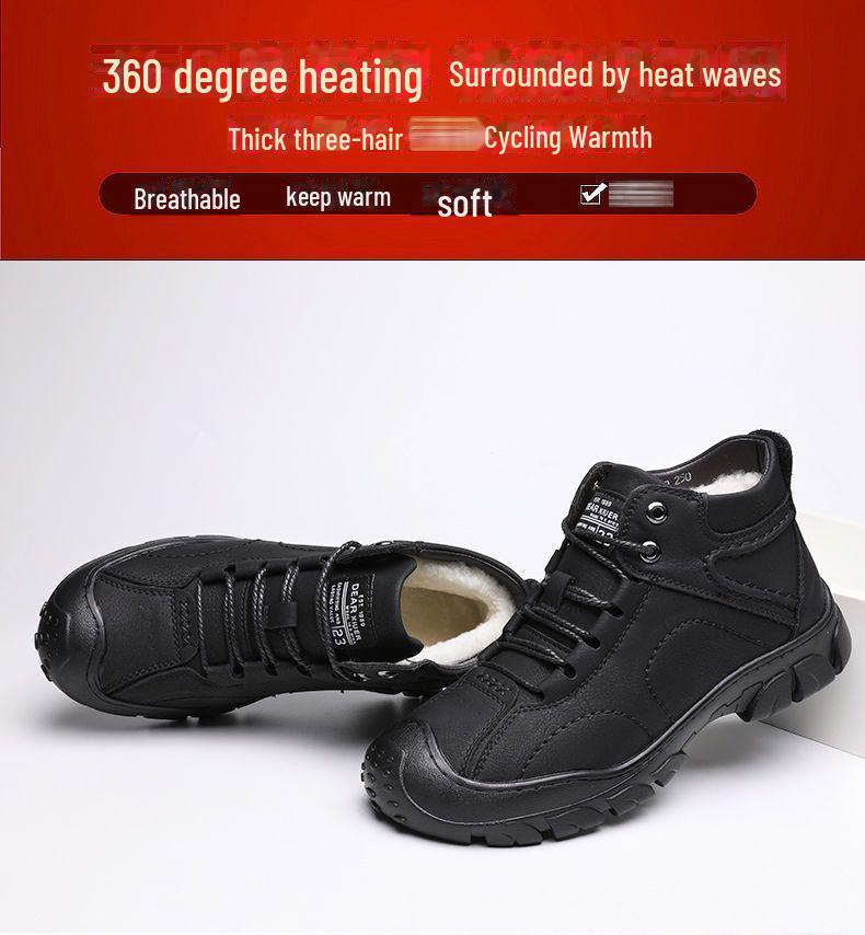 Мужские высокие водонепроницаемые хлопковые кроссовки с теплой бархатной подкладкой для использования на открытом воздухе зимой