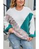 Azura Exchange Multicolor Scalloped Color Block Plus Size Sweater