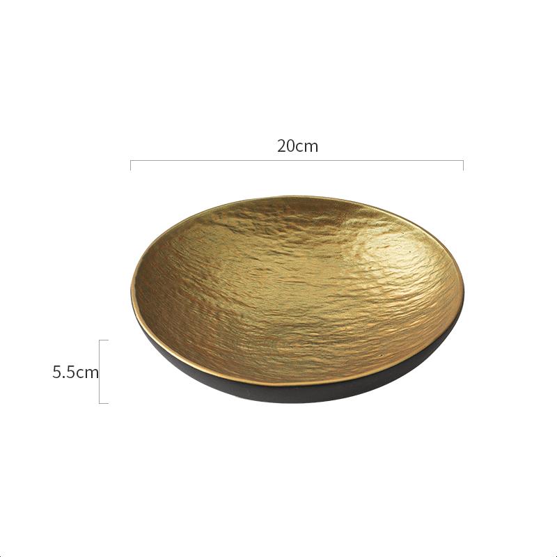 Салатница с узором из черного золота и камня, глубокая керамическая миска для ресторана, миска для супа, миски для сашими, десертные миски, креативная посуда