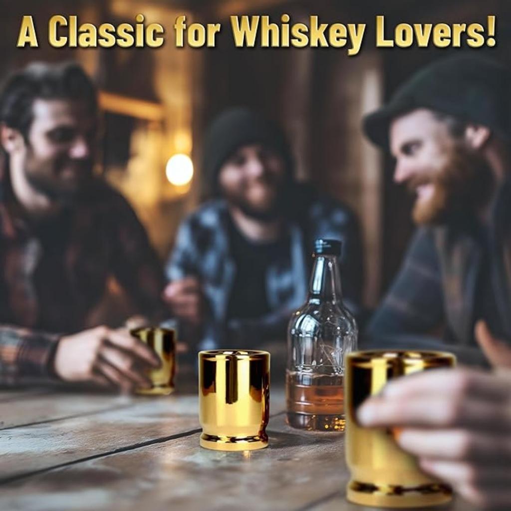 ОРИГИНАЛЬНЫЕ 50-КАЛЕРНЫЕ СТОПКИ, как настоящие гильзы 50-го калибра, стопки вмещают 2 унции - набор из 2 штук - ОРИГИНАЛЬНЫЕ 50-КАЛЕРНЫЕ СТОПКИ