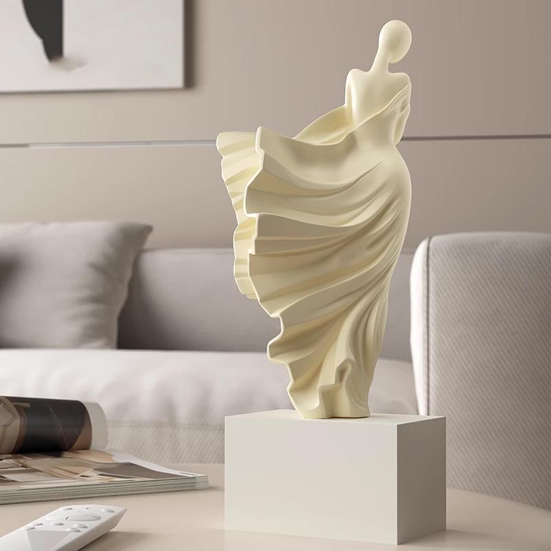 Кремово-белая фигурка, статуэтка, скульптура. Продвинутая скульптура. Декор для гостиной, винного шкафа, дома. Изделия из смолы. Декор.