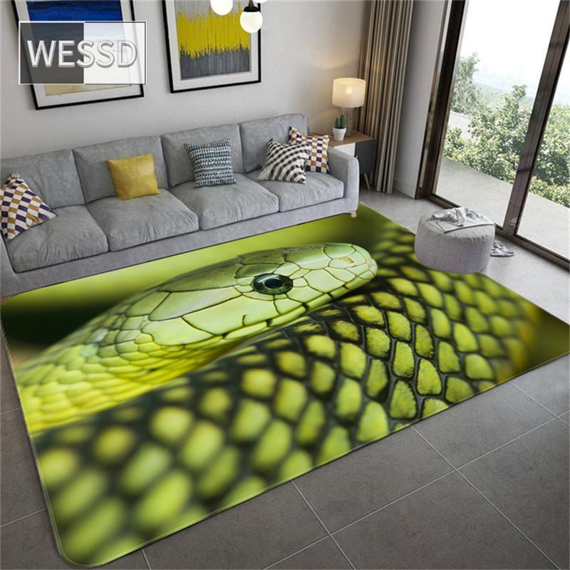 3D змеиный принт для спальни, напольный коврик для гостиной, журнальный столик, черный ковер, животный узор, коврики для столовой, коврик для ванной, входной коврик
