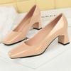 Shoes Square Toe Women Pumps Patent Leather Middle Heeled Women's Shoes Thick Heels 5 Cm Ladies Office Shoes Fashion