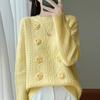 Women Sweater 100% Wool O-neck Knit Pullover Thick Winter Jumpers Female Knit Tops