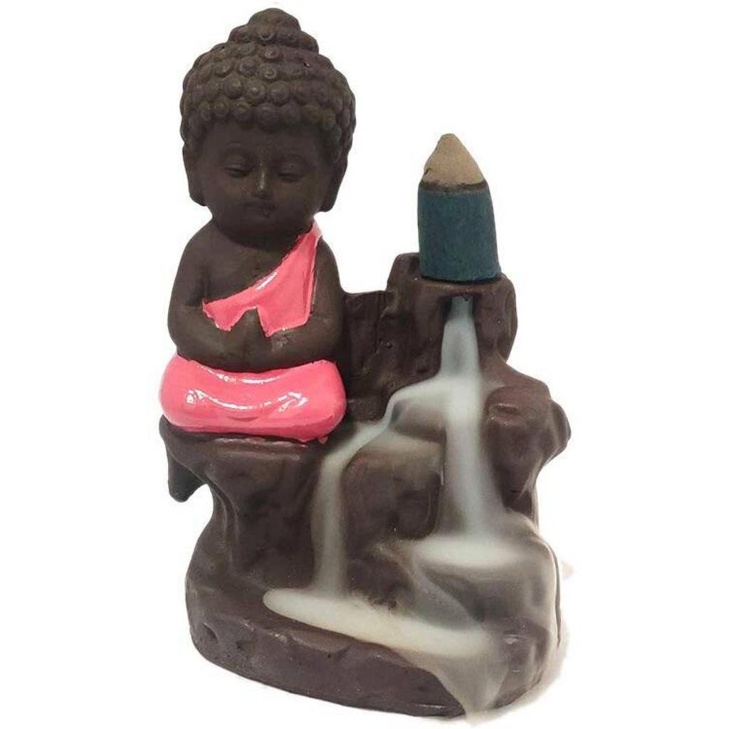 PINK BUDDHA With 10 Cones, Polyresin Statue B_2 Decorative Showpiece - 8 Cm  (Polyresin, Blue, Multicolor)