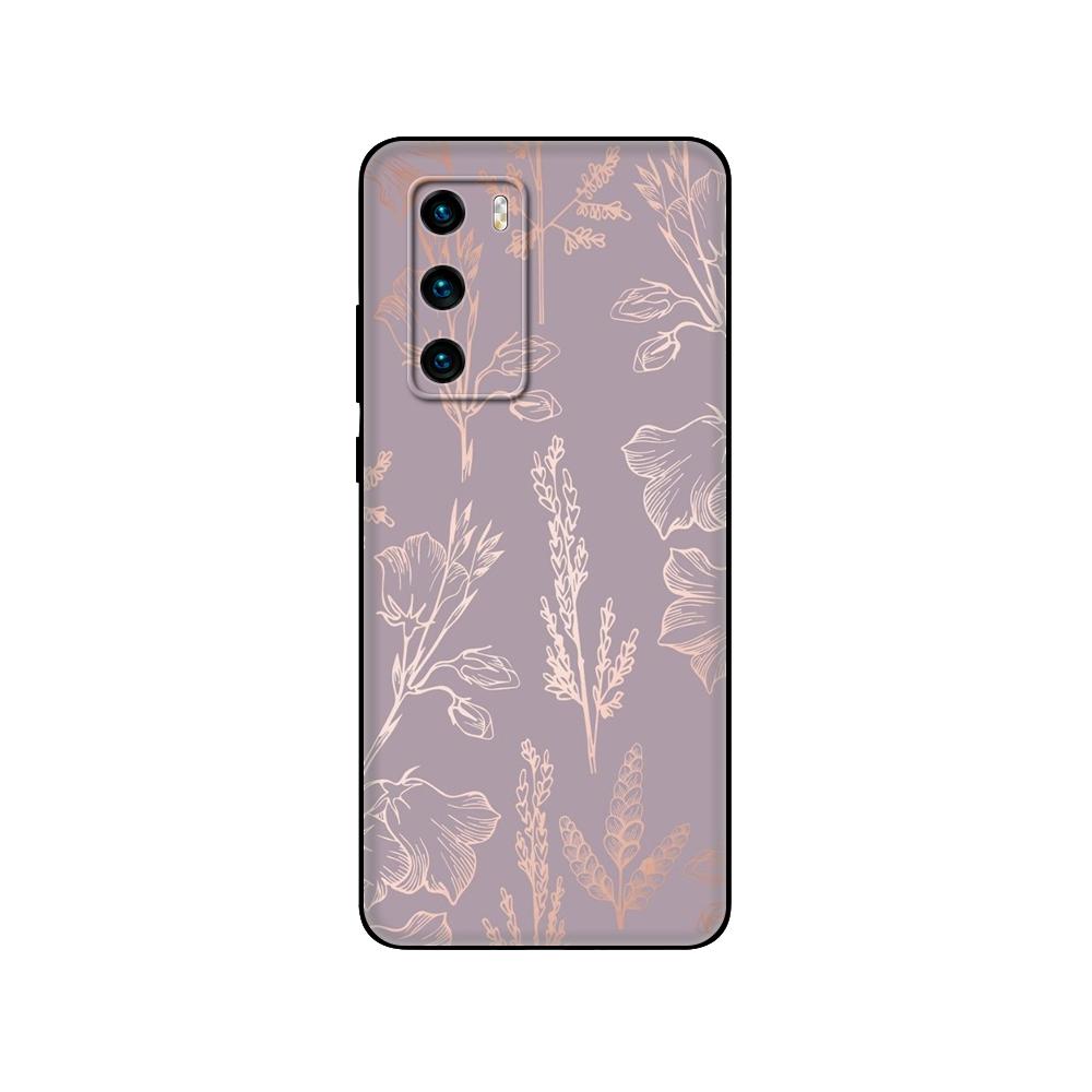 Черный чехол из ТПУ для Huawei P30 Lite P30 Pro P40 чехол для Huawei P40 LITE EP Smart 2020 чехол Gold Rose Glitter Pink Love Herat
