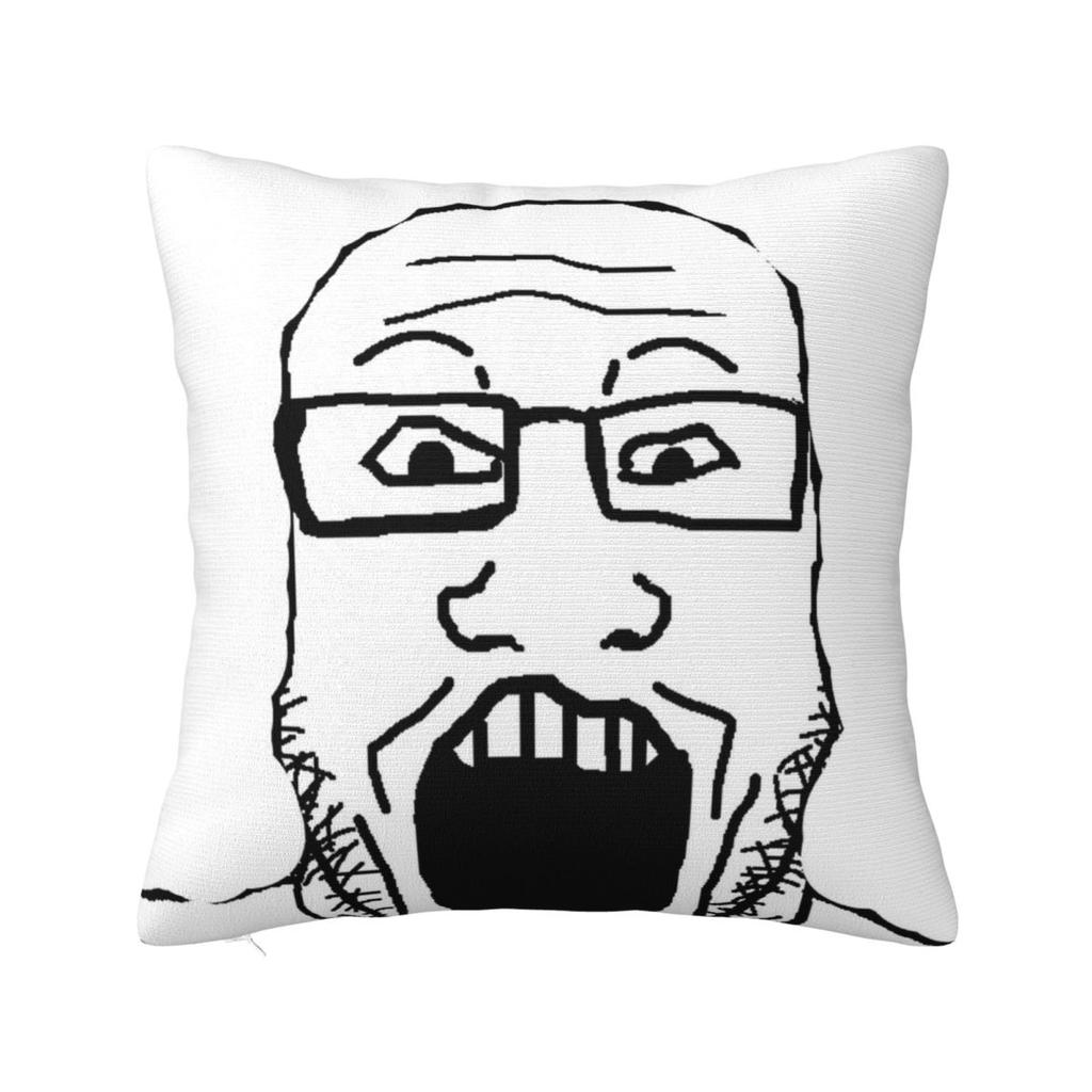 Smug Soyjak Meme Pillowcase Polyester Cushion Cover Decor Smiling Wojak Pillow Case Cover Living Room 40X40Cm