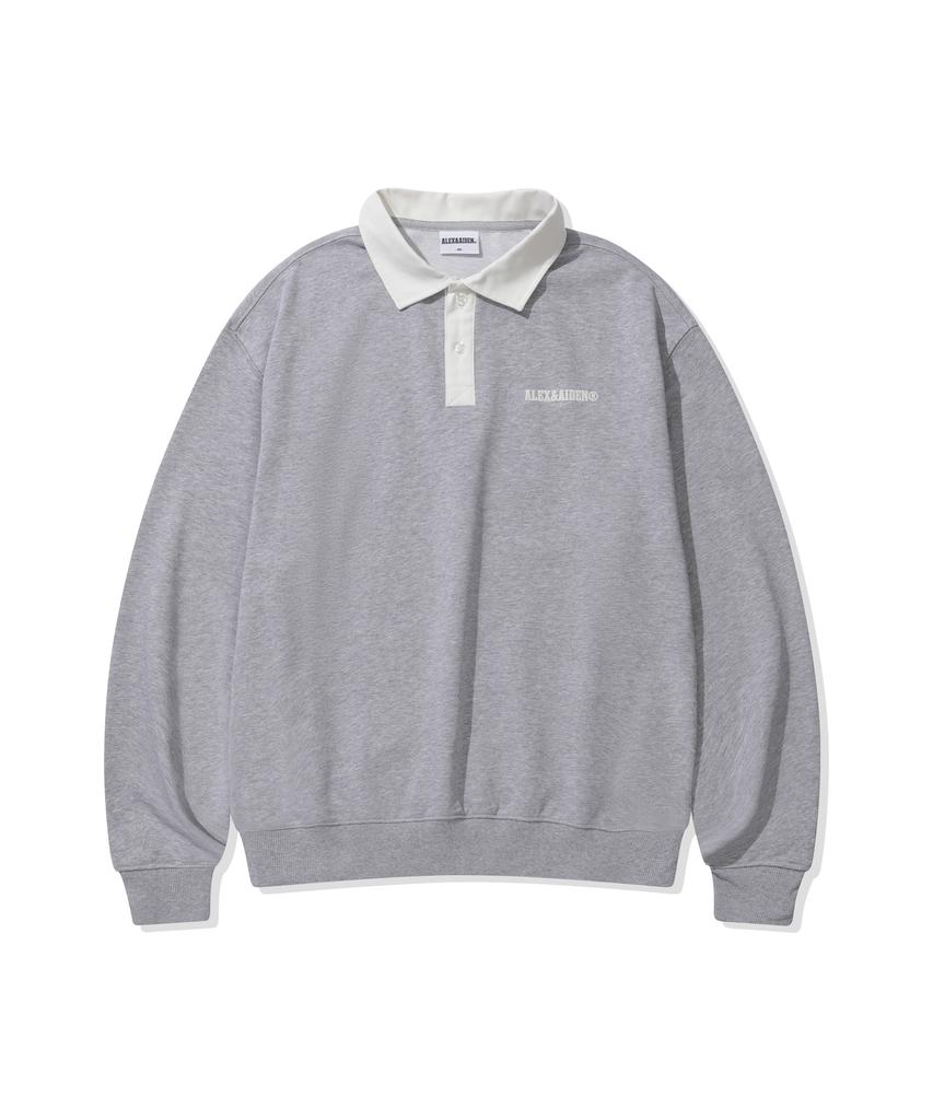 ALEXNAIDEN Rugby Collar Sweatshirt (Melange Grey)