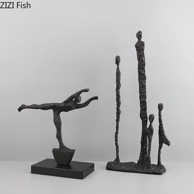 Минималистичная абстрактная скульптура с фигурами, черные чугунные украшения, украшение для стола, металлическая статуэтка персонажа, поделки, современный домашний декор