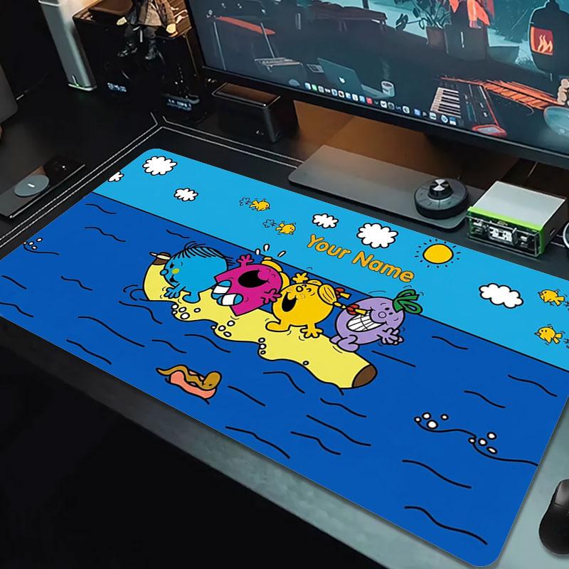 Mr. Men Little Miss Custom Name Large Size Mouse Pad Large Gaming Table Cushion Non-slip Laptop Tablet Big Mousepad XXL Mat Mini PC Playmat With Lock