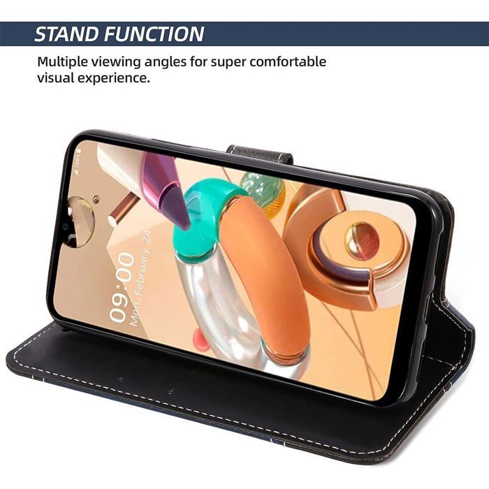 Coque de protection - BOOLING - pour Samsung Galaxy S25 Plus - Cuir PU Bicolore Noir/Bleu - Antichoc - Élégante