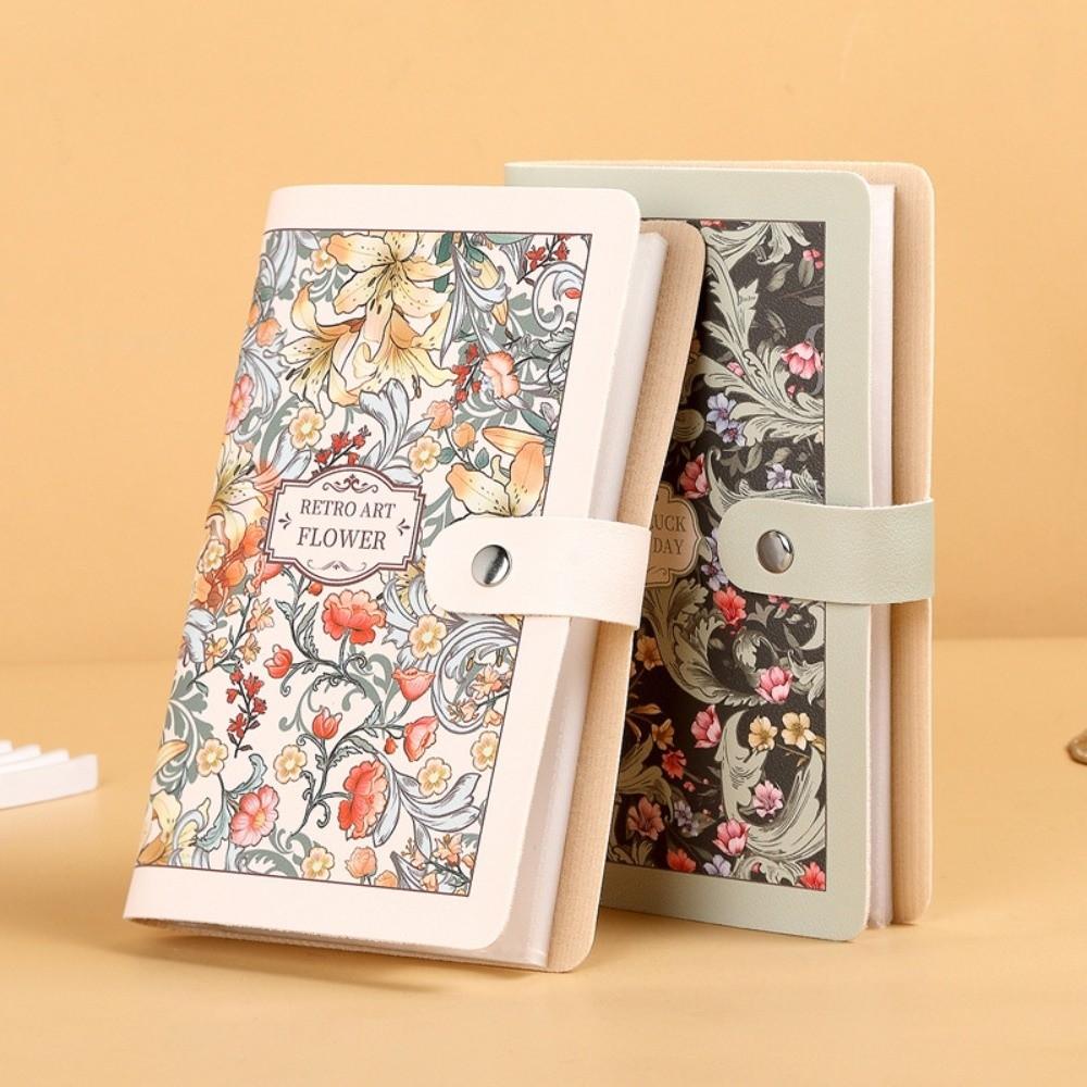 A6 Button Notebook for Money Flower Printed Anti-splash Water Cash Budget Ledger Daily Plan Diary Notepad Leather Savings Book