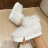 Модные Повседневные Однотонные Ботинки на Толстой Подошве из Искусственного Меха, Пушистые Длинные Плюшевые Зимние Ботинки Женские Нескользящие Мягкие Хлопковые Ботинки Женские 2025 Зима